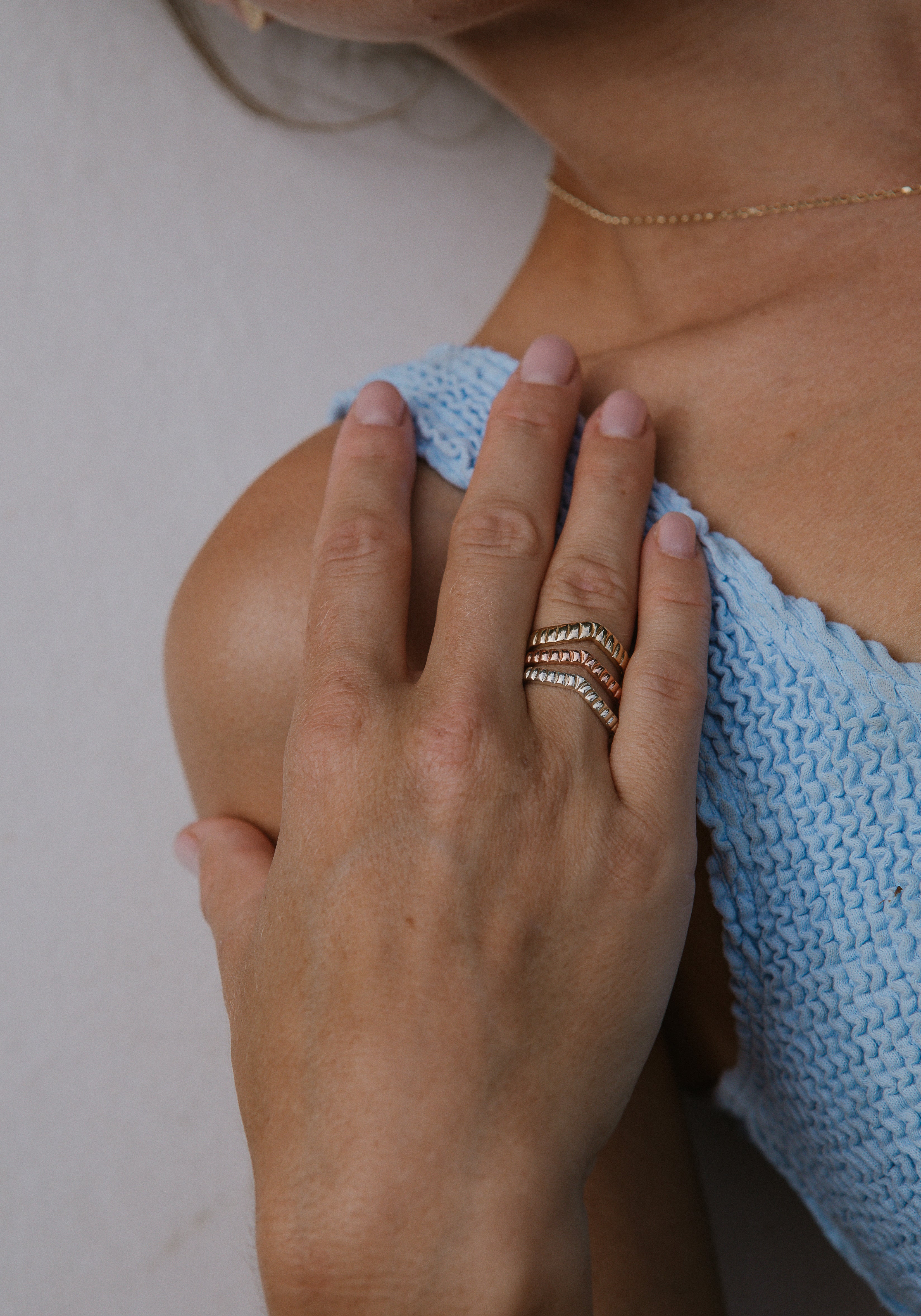 Golden Wing skinny ring, sterling silver